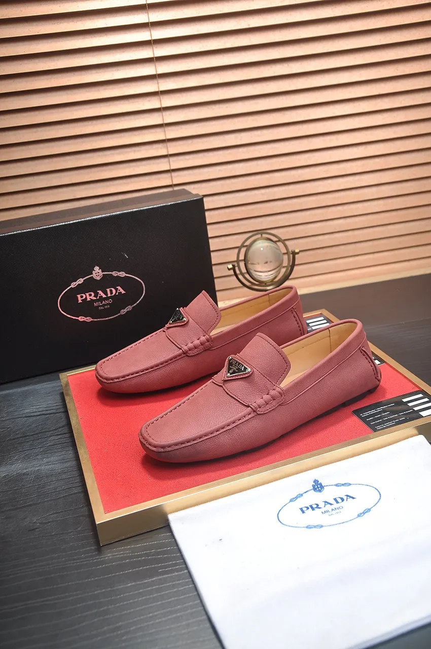 Men's Men's Shoes💰420💶【PRADA】 (High-end Niuli) New 🍀PRADA - Prada Doudou Shoes! Made of imported original cowhide, the inner top layer is comfortable cowhide lining! Original wear-resistant rubber outsole! High quality products! Code number 38-45 (45 customized)